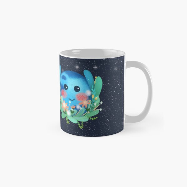 World's Cute Planet Earth With Flowers Classic Mug