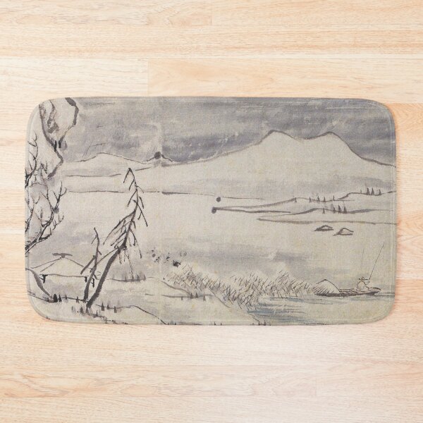 Item preview, Korean Painting Minhwa Fishing Alone in a Snowy River designed and sold by tangerinemars.