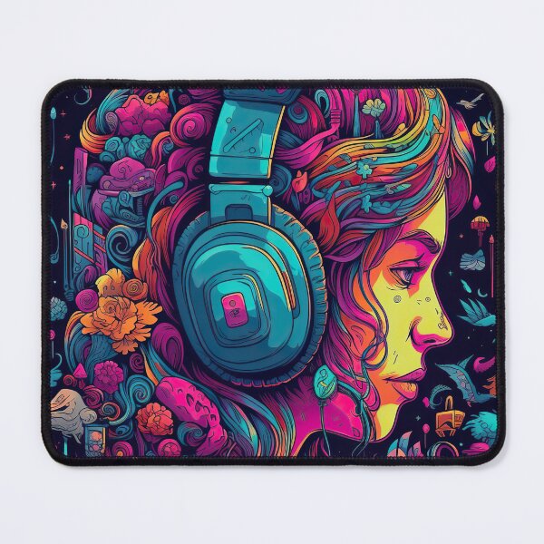 Item preview, psychedelic woman with headphones designed and sold by ruvida.