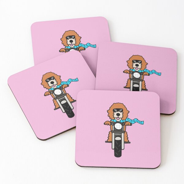 Item preview, Labradoodle on a motorbike wearing a scarf that says matted by the wind funny designed and sold by Aswood25.