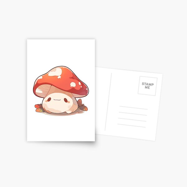 Carte postale pour enfant illustrée avec champignon rouge à pois blanc - Un  grand marché