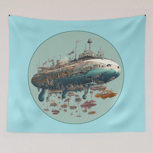 Item preview, Psychedelic Futuristic Style Blimp  designed and sold by WallGarden.