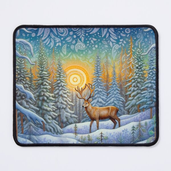 Item preview, Golden Serenity: A Deer in the Snowy Landscape designed and sold by decsigns.