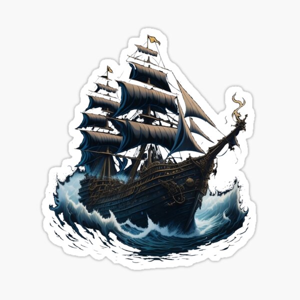 Pirate ship cartoon drawing for kids' Sticker