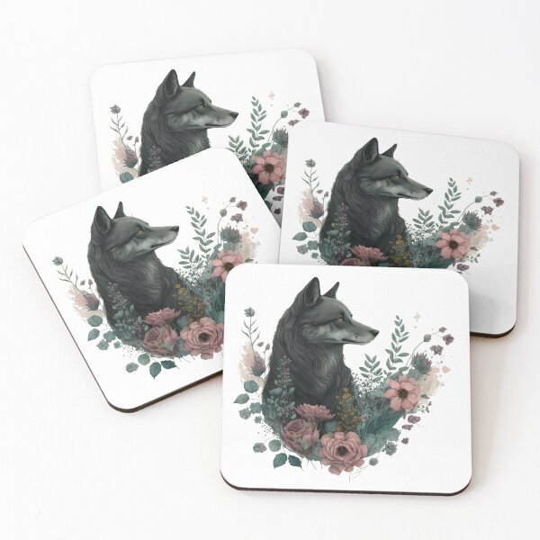 Item preview, Colorful Wolf with Flowers designed and sold by PlayfulPrint.
