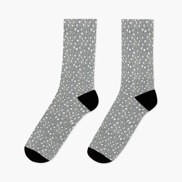 Item preview, White Tulip Pattern on a Gray Background 2 designed and sold by ArtfulAda.