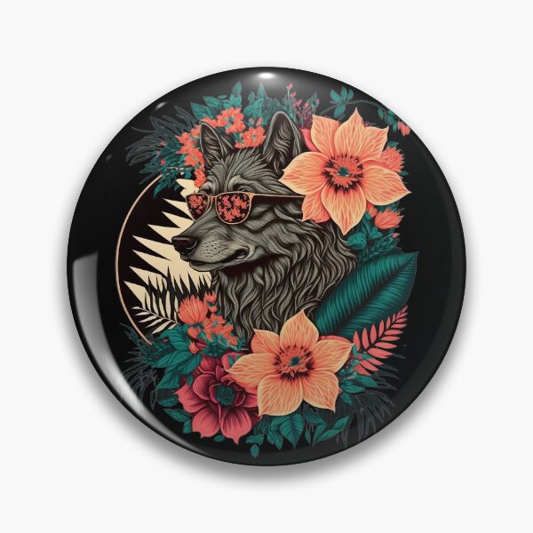 Artikelvorschau, Kopie von Bunter Wolf mit Blumen entworfen und verkauft von PlayfulPrint.