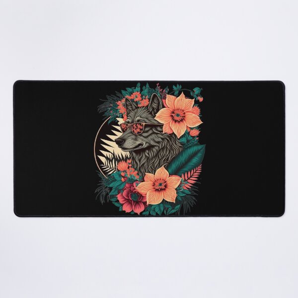 Item preview, Copie de Colorful Wolf with Flowers designed and sold by PlayfulPrint.
