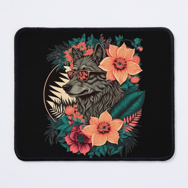 Item preview, Copie de Colorful Wolf with Flowers designed and sold by PlayfulPrint.
