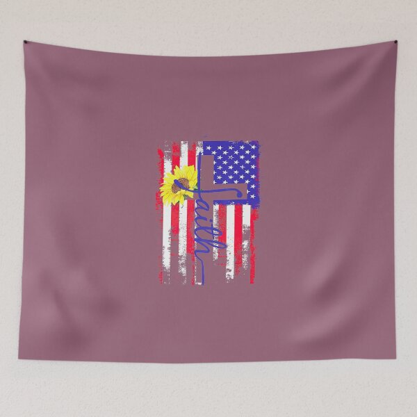 Item preview, Christian Faith Distressed Graphic Flag Sunflower Cross July 	 designed and sold by blaastitpa.