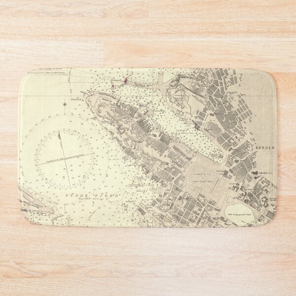 Item preview, Vintage Bergen Norway Map (1888) Norwegian City Environs Atlas designed and sold by BravuraMedia.