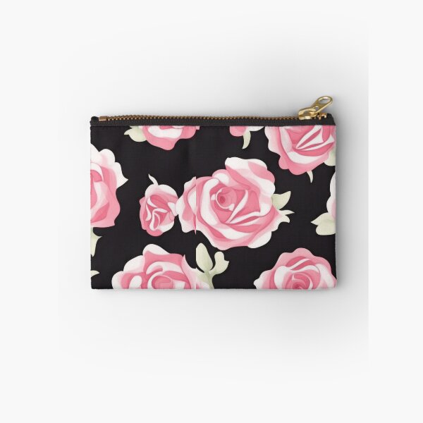 Item preview, pink roses on a black background pattern,  designed and sold by jkrphoto.