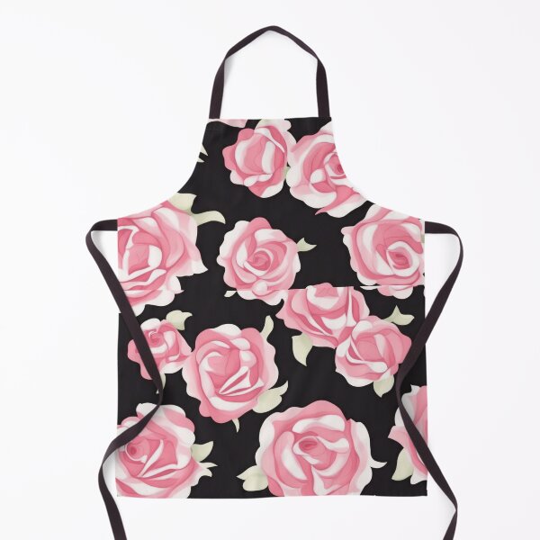 Item preview, pink roses on a black background pattern, designed and sold by jkrphoto.
