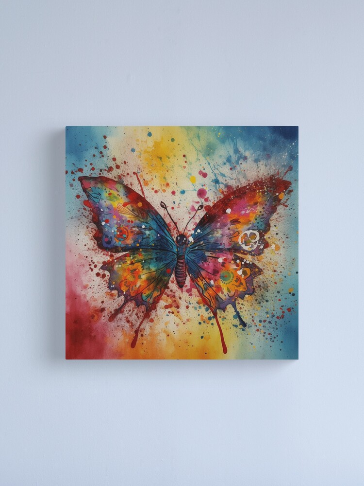 2024 Butterflies painting on canvas, Set of 3, acrylic, metallic, Wall art Butterfly, bright colors, 8in X 8in, metallic paint.