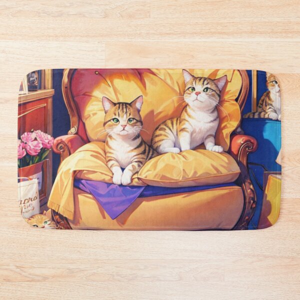 Item preview, Two cats sitting on a sofa at home designed and sold by Ndli.