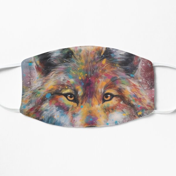 Modern & Colourful Wolf Wall Art by Bodhi Flat Mask
