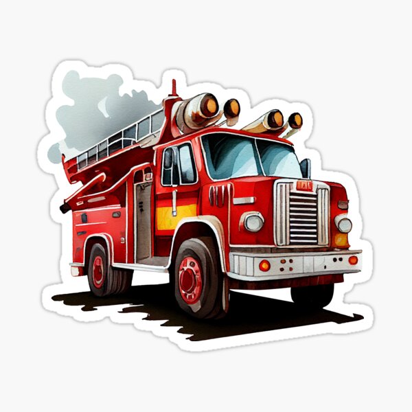 Killerbeemoto: Vintage Fire Engine Truck Vinyl Sticker Hand Drawn