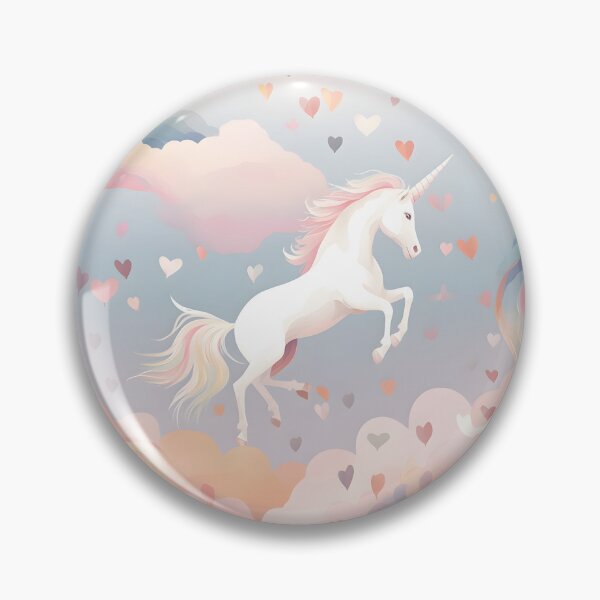 Artikelvorschau, Einhorn schwebt in einer Wolke aus herzförmigen Wolken entworfen und verkauft von HaberkaDesign.