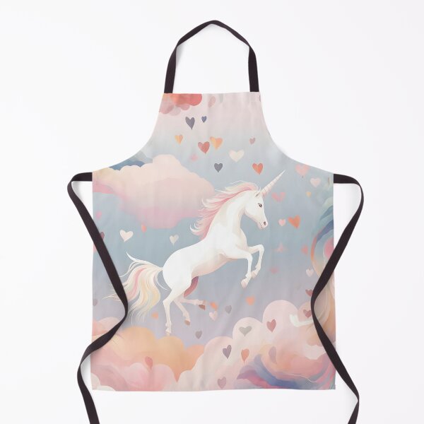 Artikelvorschau, Einhorn schwebt in einer Wolke aus herzförmigen Wolken entworfen und verkauft von HaberkaDesign.