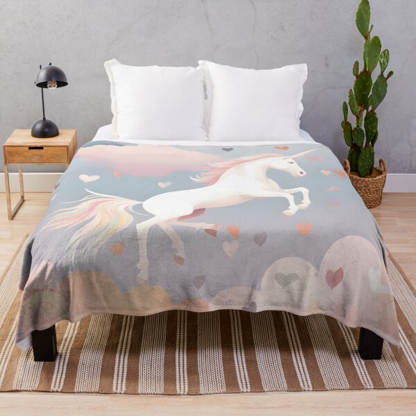 Item preview, Unicorn floating in a cloud of heart shaped clouds designed and sold by HaberkaDesign.