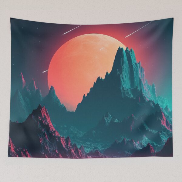 Item preview, Ethereal Summits: Synthwave Symphony in the Mountains designed and sold by Mullet Monkey.