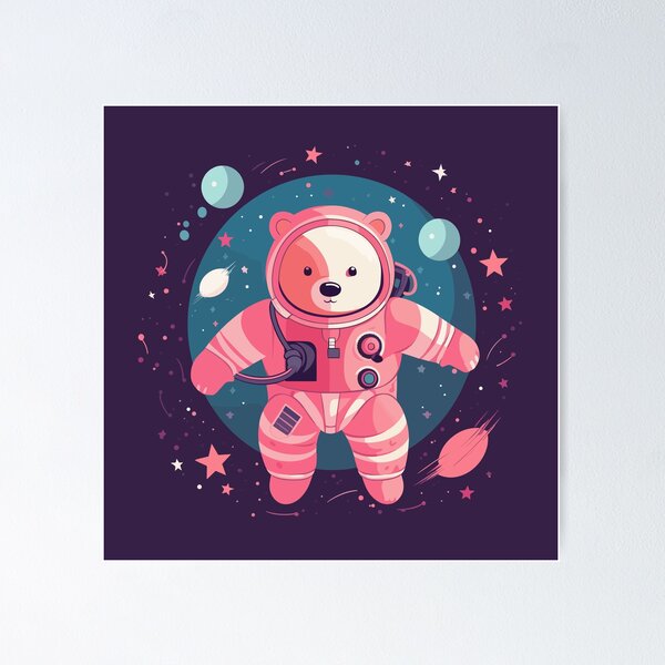 Item preview, Pink Bear in Space - Minimalist Illustration designed and sold by ChelaDesigns.