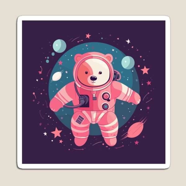 Item preview, Pink Bear in Space - Minimalist Illustration  designed and sold by ChelaDesigns.