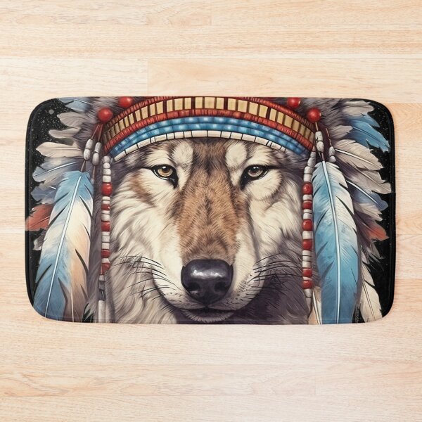 Item preview, Native American Wolf Wearing Headdress designed and sold by ETconnections.