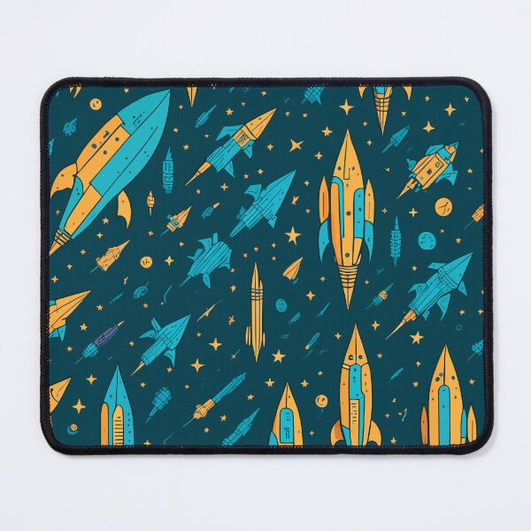 Item preview, Retro Rockets Pattern, Vintage Space Travel on Teal designed and sold by Itaya Art.