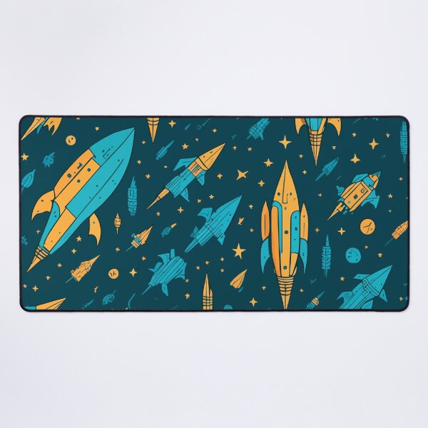 Item preview, Retro Rockets Pattern, Vintage Space Travel on Teal designed and sold by Itaya Art.