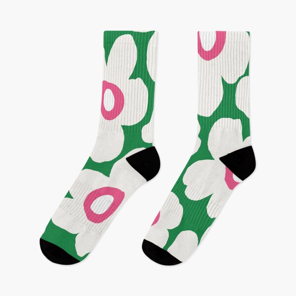 Item preview, Iconic Retro Scandinavian Summer Floral Pattern in Green, White and Pink designed and sold by Deutschic.