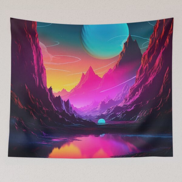 Item preview, Mountain Glow: Synthwave Vibes in Alpine Serenity designed and sold by Mullet Monkey.