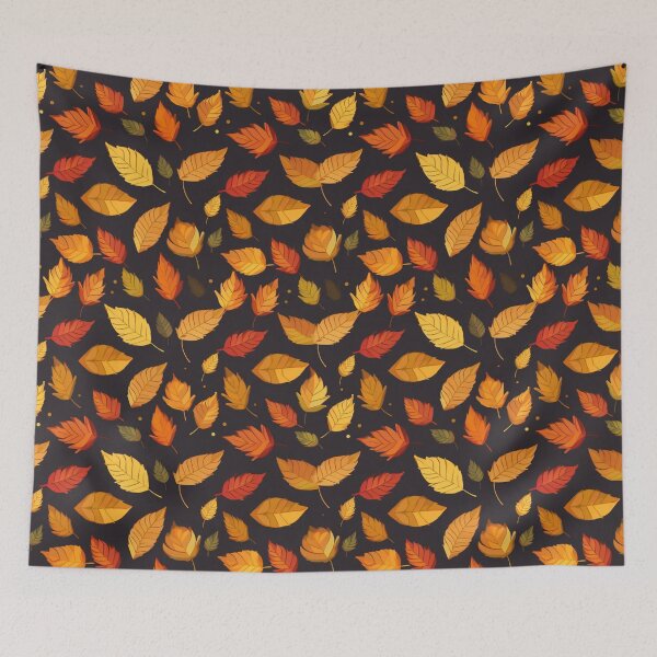 Item preview, Autumn yellow leaves art pattern in black background #1 designed and sold by imagenia.