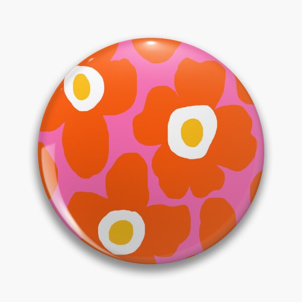 Item preview, Iconic Retro Scandinavian Summer Floral Pattern in Hot Pink and Orange designed and sold by Deutschic.