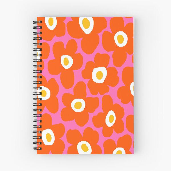 Item preview, Iconic Retro Scandinavian Summer Floral Pattern in Hot Pink and Orange designed and sold by Deutschic.