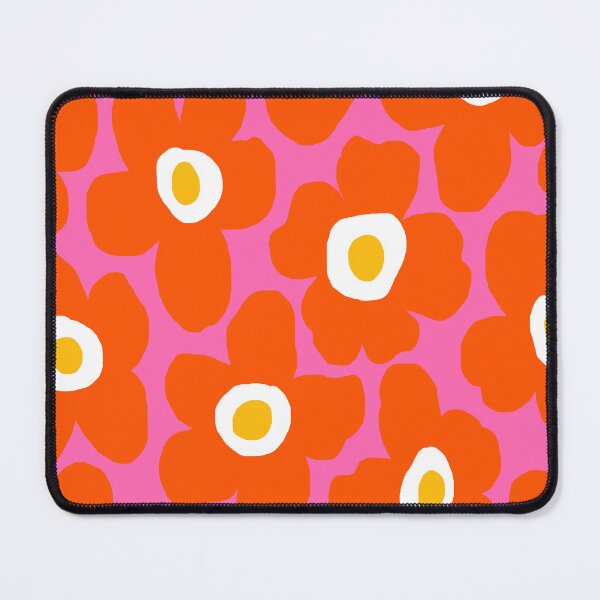 Item preview, Iconic Retro Scandinavian Summer Floral Pattern in Hot Pink and Orange designed and sold by Deutschic.