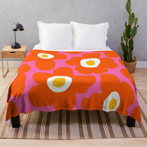 Item preview, Iconic Retro Scandinavian Summer Floral Pattern in Hot Pink and Orange designed and sold by Deutschic.