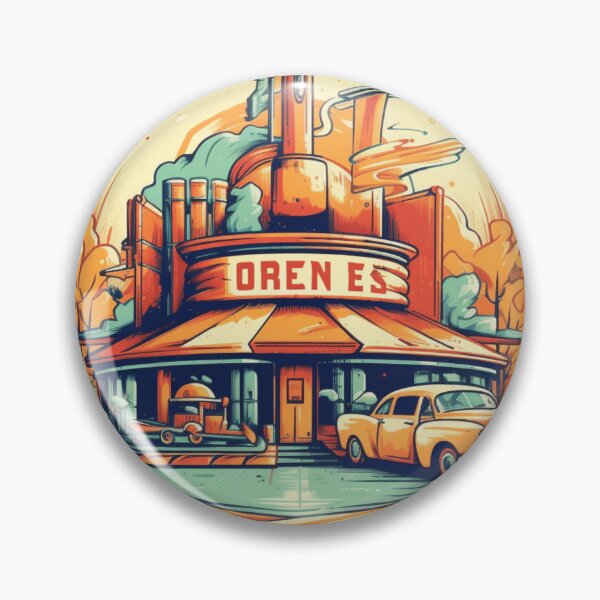 Item preview, Yellow vintage car in front of a classic diner designed and sold by GoodOldVintage.