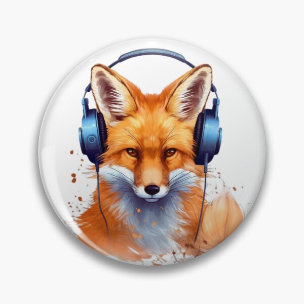 Item preview, Red Fox Wearing Headphones designed and sold by Algaefield.