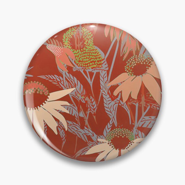 Item preview, Pale Orange Coneflowers on Burnt Orange Background designed and sold by Monochrome-Dog.