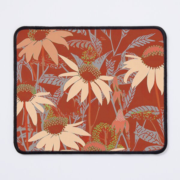 Item preview, Pale Orange Coneflowers on Burnt Orange Background designed and sold by Monochrome-Dog.