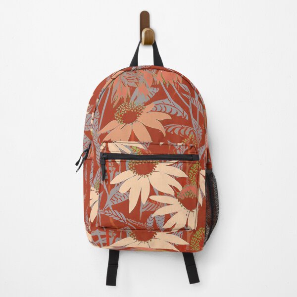 Item preview, Pale Orange Coneflowers on Burnt Orange Background designed and sold by Monochrome-Dog.