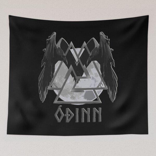 Item preview, Viking God Odin- Old Norse Spelling- Valknut, Huginn and Muninn designed and sold by C0SMICALCHEMY.