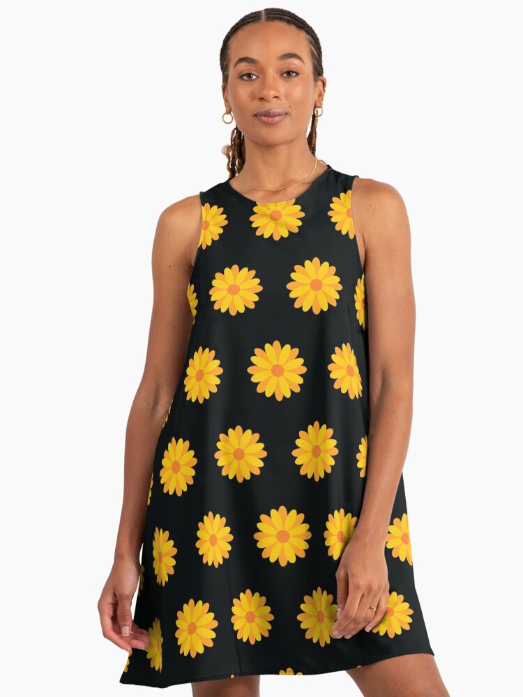 Simple Retro Yellow-Orange Flower Power Pattern Print" A-Line Dress for  Sale by ClaudiaFlores | Redbubble