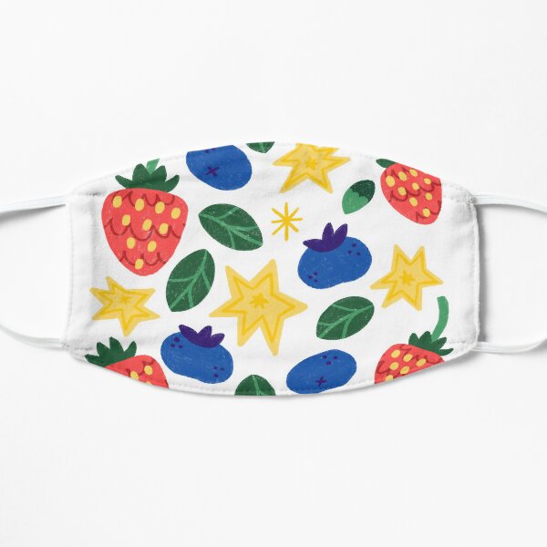 Strawberry and Blueberry Star Doodles Flat Mask