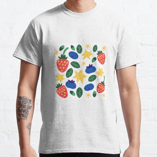 Strawberry and Blueberry Star Doodles Classic T-Shirt
