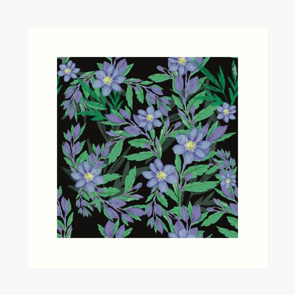 Floraison florale violette la nuit Impression artistique