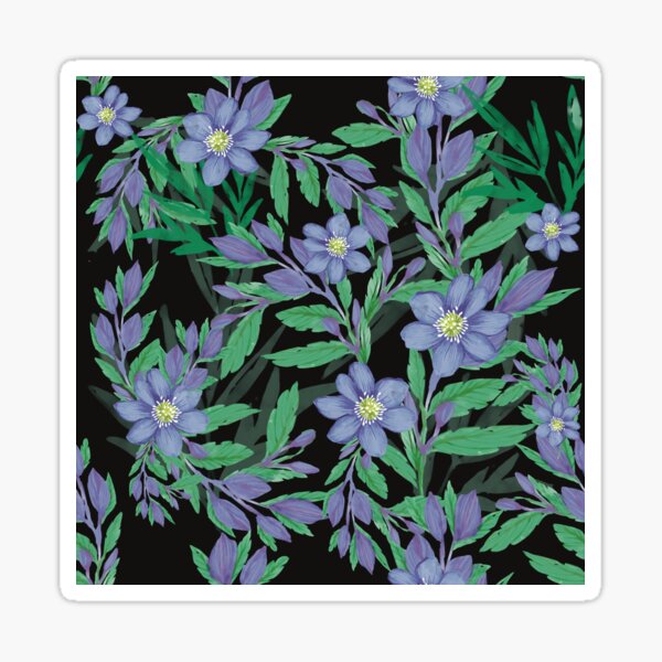 Blooming purple floral at night Sticker