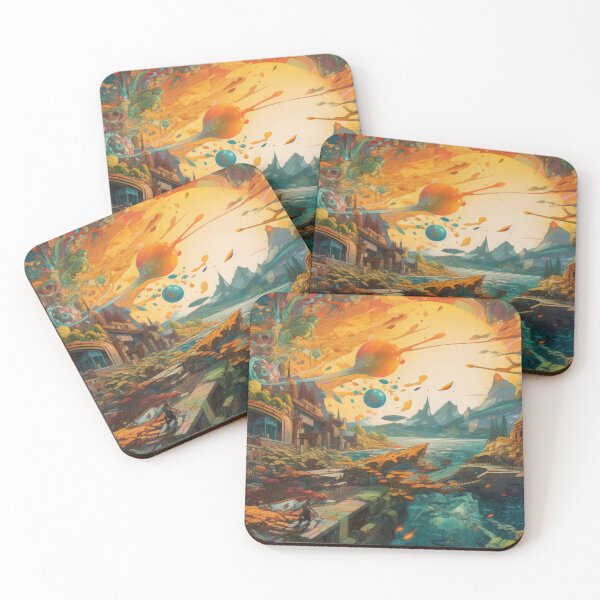 Item preview, Mountain City Born from Color Splashes designed and sold by ImaginationbyAI.