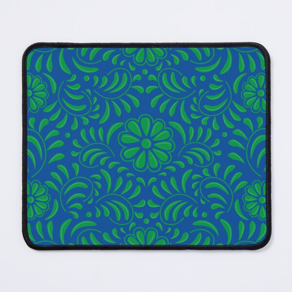 Item preview, Blue and green talavera pattern, colonial flowers, talavera flowers designed and sold by Terevela.